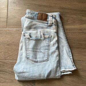 American Eagle Light Wash Button-fly Flare Jeans